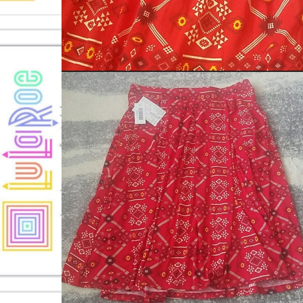Red Bandana print LuLaRoe Madison knit Skirt sz 14-16 NEW